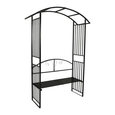 Rosenbogen AVIGNON 220x155cm mit Sitzbank, Metall schwarz