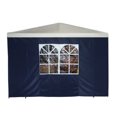 Seitenplane für Pavillon, 3x1,9 Meter, Polyester blau mit Fenster