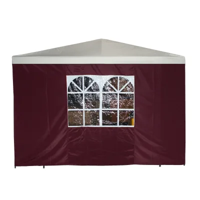 Seitenplane für Pavillon, 3x1,9 Meter, Polyester bordeaux mit Fenster
