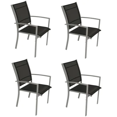 Stapelsessel PINO, Metall + Textilgewebe schwarz, 4-er Set