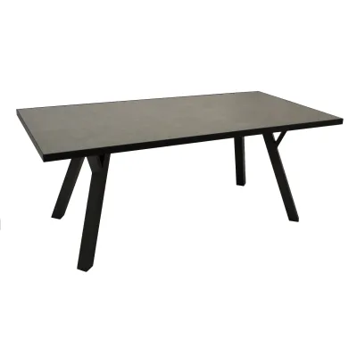 Tisch MANCIANO 180x90cm, Aluminium dunkelgrau + Glas in Keramikoptik dunkelgrau
