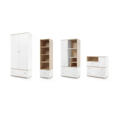 Deine Möbel 24 Babyzimmer-Set Weiß, Eiche 305x195x50 cm