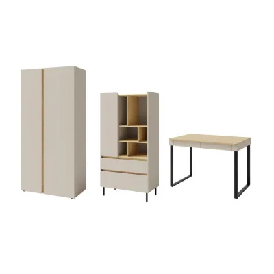 Deine Möbel 24 Jugendzimmer-Set Beige, Eiche 295x195x63 cm