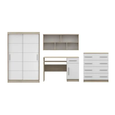 Deine Möbel 24 Jugendzimmer-Set Eiche, Weiß 410x200x61 cm