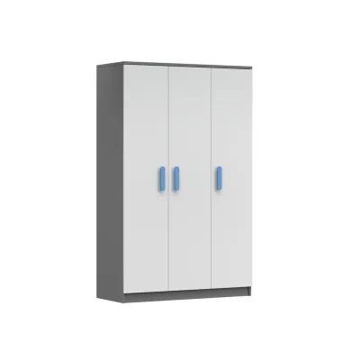 Deine Möbel 24 Kinderkleiderschrank Weiß, Grau, Blau 120x192x50 cm