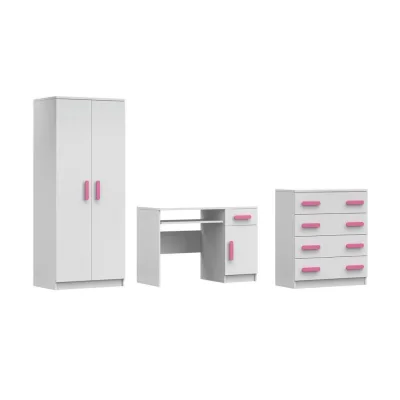 Deine Möbel 24 Kinderzimmer-Set Weiß, Rosa 270x50x192 cm