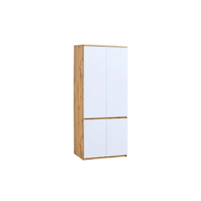 Deine Möbel 24 Kleiderschrank Weiß, Eiche Wotan 80x195x52 cm