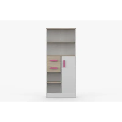 Deine Möbel 24 Regal Weiß, Rosa 80x187x33 cm