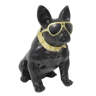 Dekofigur Bulldogge mit Brille, Höhe ca. 33 cm