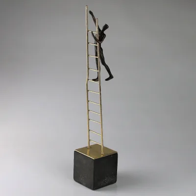 Dekoobjekt 'Mensch auf Leiter', schwarz/gold, Höhe ca. 46 cm