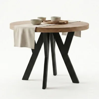 Dekori_Interiors Esstisch Braun, Schwarz 120x77x220 cm