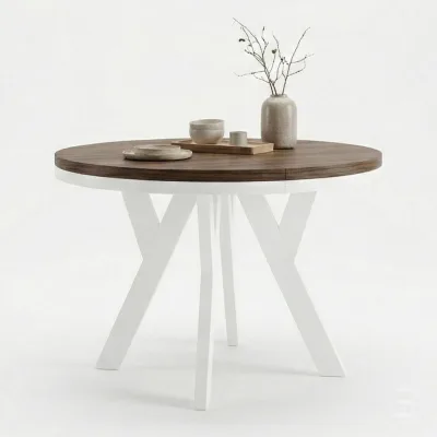 Dekori_Interiors Esstisch Dunkelbraun, Weiß 120x77x220 cm