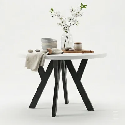 Dekori_Interiors Esstisch Weiß, Schwarz 120x77x220 cm