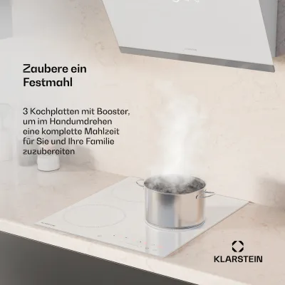 Delicatessa Induktionskochfeld   45 cm   6600 W   3 Kochfelder   Slider-Control   Boost Weiß