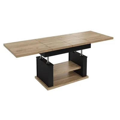 designimpex Couchtisch Eiche, Schwarz 120x60x70 cm