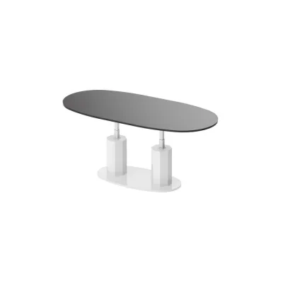 designimpex Couchtisch Grau, Weiß Hochglanz 130x54x80 cm