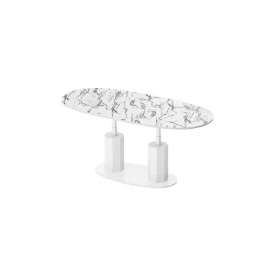designimpex Couchtisch Natur, Weiß Hochglanz 130x54x80 cm