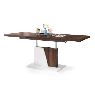 designimpex Couchtisch Nussbaum, Weiß 120x60x70 cm