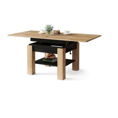 designimpex Couchtisch Schwarz, Eiche 70x57x75 cm