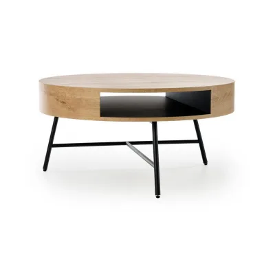 designimpex Couchtisch Schwarz, Eiche 80x41x80 cm