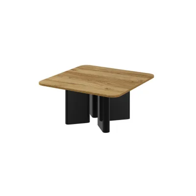 designimpex Couchtisch Schwarz Hochglanz, Alteiche 80x50x80 cm
