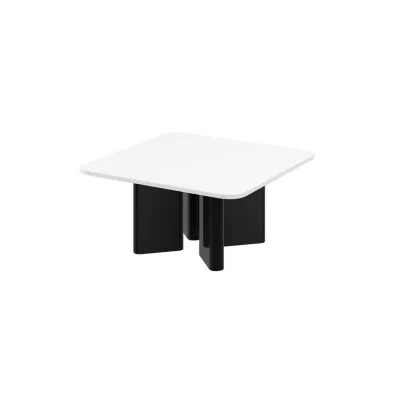 designimpex Couchtisch Schwarz Hochglanz, Weiß Hochglanz 80x50x80 cm