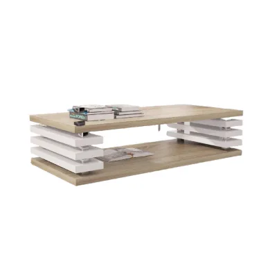 designimpex Couchtisch Sonoma Eiche, Weiß Hochglanz 120x40x60 cm