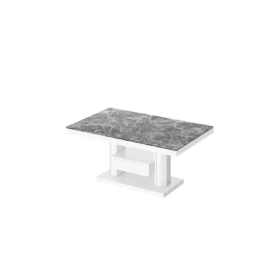 designimpex Couchtisch Weiß Hochglanz, Dunkelgrau 120x56x75 cm