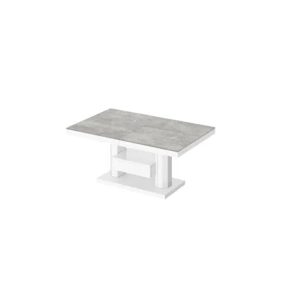 designimpex Couchtisch Weiß Hochglanz, Hellgrau 120x56x75 cm
