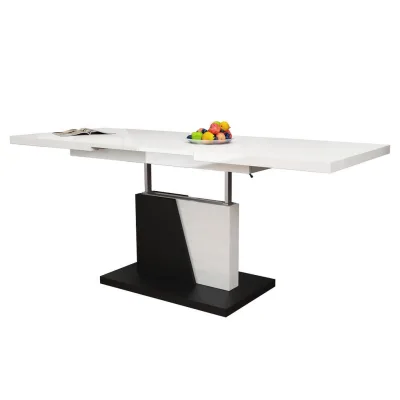 designimpex Couchtisch Weiß Hochglanz, Schwarz 120x60x70 cm