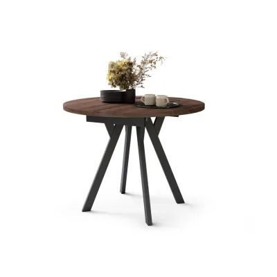 designimpex Esstisch Dunkelbraun, Schwarz 90x77x90 cm