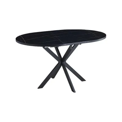 designimpex Esstisch Schwarz 100x75x100 cm