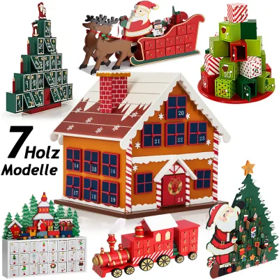 DEUBA Adventskalender Holzpyramide 45,5 x 45 x 7cm mehrfarbig