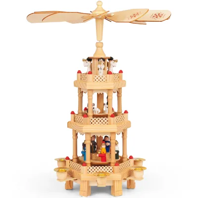 DEUBA Weihnachtspyramide L Echtholz 18-tlg 35 x 20 x 20cm mehrfarbig