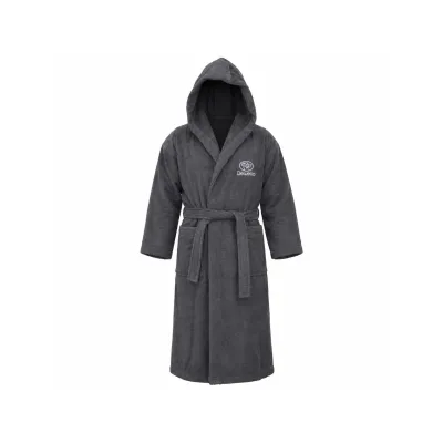 Dewello® Bademantel mit Kapuze Baumwolle für Sauna und nach dem Sport, Frottee Unisex Grau, Verschiedene Größen (S-XXL), Farbe:Grau