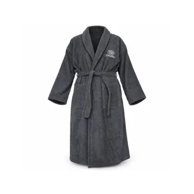 Dewello® Bademantel ohne Kapuze aus Baumwolle für Sauna und nach dem Sport, Frottee Unisex Grau, Verschiedene Größen (S-XXL), Farbe:Grau