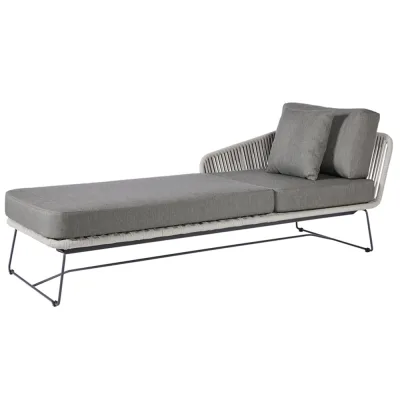 Diamond Garden Milos Daybed - links - Light Grey - Rope-Hellgrau/Edelstahl Dunkelgrau/incl. Sitz- und Rückenkissen