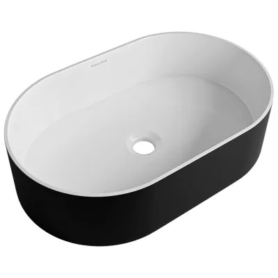 Dieter Knoll Waschbecken Milio II Weiß, Schwarz 55x14x35 cm