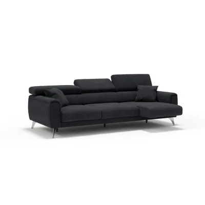 Divani.store Linearsofa Schwarz 244x73x102 cm