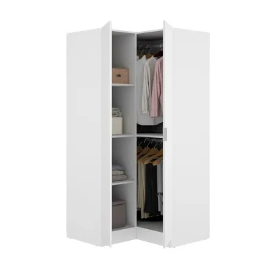 Dmora Eckkleiderschrank Weiß 91x184x93 cm