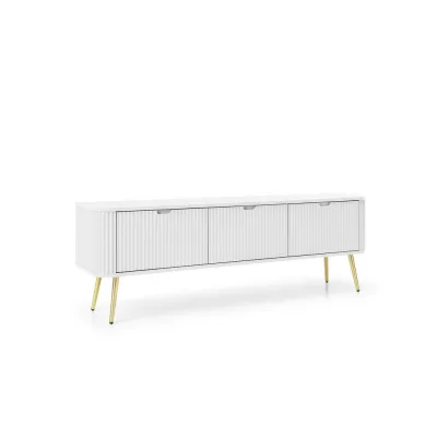 DomoHome Tv-Schrank Gold, Weiß 168x56x39 cm