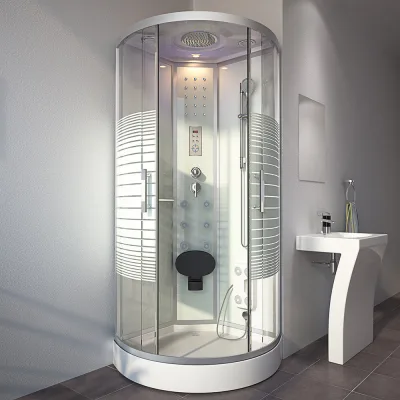 HOME DELUXE Duschkabine mit Wasserfall und Rückenmassage WHITE PEARL - 100 x 100 cm