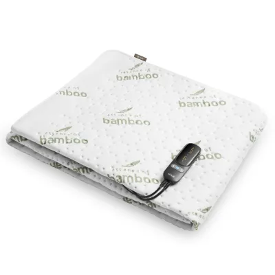 duux Snooze Bamboo Weiß 90 x 200 Wärmeunterbett (6 Heizstufen, 70 Watt, 2 separat regelbare Zonen, maschinenwaschbar bei 30 °C, 1-9 Stunden Timer, Überhitzungsschutz)