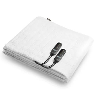 duux Snooze Fleece Weiß 155 x 200 Wärmeunterbett (6 Heizstufen, 116 Watt, 2 separat regelbare Zonen, maschinenwaschbar bei 30 °C, 1-9 Stunden Timer, Überhitzungsschutz)