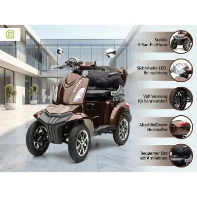 E-Seniorenmobil MAXXI 4.0 - Blei Akku - 1000W - 25 km/h - BRAUN