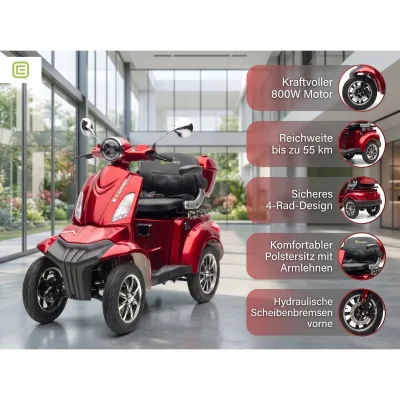 E-Seniorenmobil MAXXI 4.0 - Blei Akku - 1000W - 25 km/h - ROT