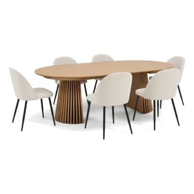ebuy24 Tischgruppe Honigeiche, Weiß, Beige 120x75x120 cm