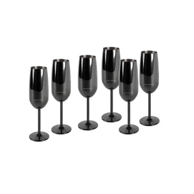 ECHTWERK Sektglas Set, 6-teilig, Edelstahl Sektkelche, Champagnergläser, bruchsicher, 250 ml