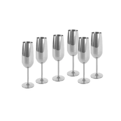ECHTWERK Sektglas Set, 6-teilig, Edelstahl Sektkelche, Champagnergläser, bruchsicher, 250 ml