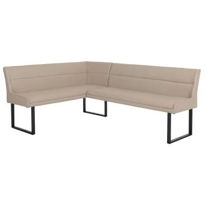 Eckbank MCW-O81, Esszimmerbank Bank, Kunstleder Metall 158x209cm ~ beige